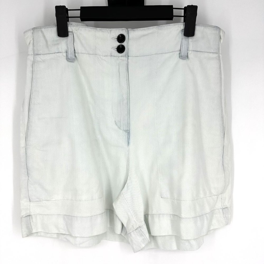 NWT Proenza Schouler White Label Chambray‎ Shorts Size 8 Bleach Blue - Picture 2 of 8